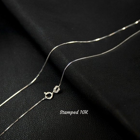 High Quality Real 10K WHITE GOLD Box Chain SOLID White Gold Necklace Stamped 10K - Picture 1 of 4